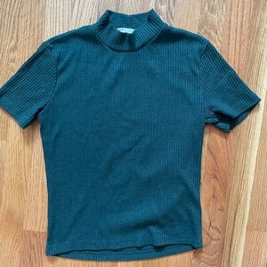 Pull&Bear Black Ribbed Short Sleeve mock neck
